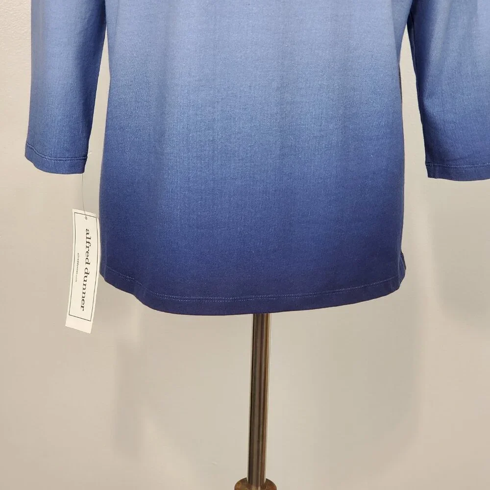 Alfred Dunner Blue Ombre Embroidered Embellished Knit Top NEW NWT Size S - Picture 9 of 14
